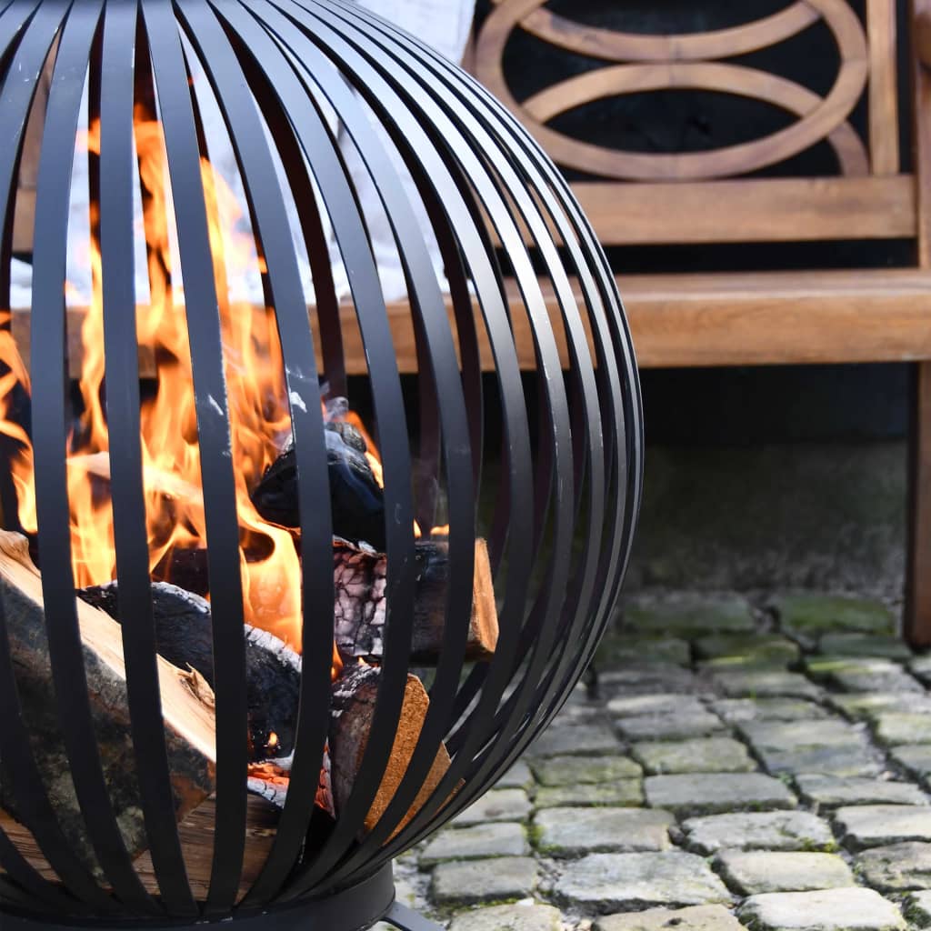 Feuerkorb Ball Gestreift Schwarz Kohlenstoffstahl FF400