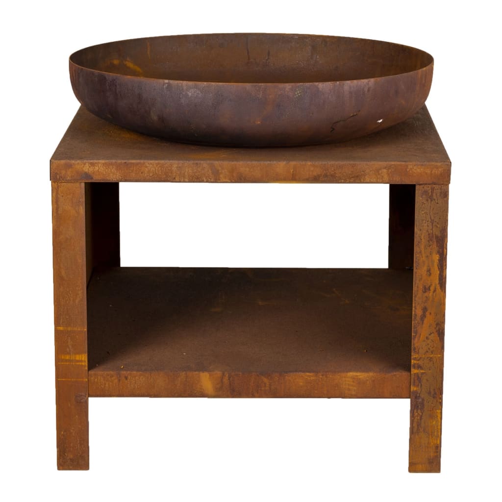 Feuerschale mit Holzfach 62 cm Rostbraun
