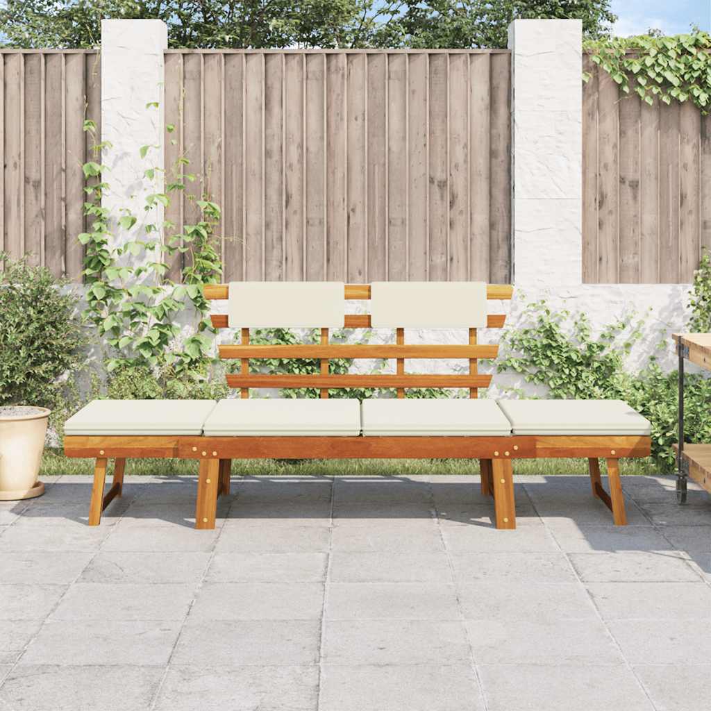 Gartenbank 2-in-1 mit Polstern 190 cm Massivholz Akazie