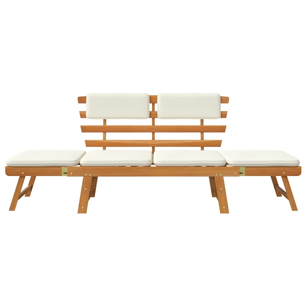 Gartenbank 2-in-1 mit Polstern 190 cm Massivholz Akazie