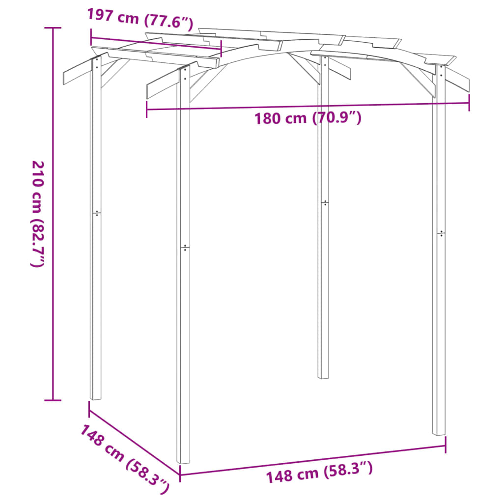 Gartenpergola Imprägniertes Kiefernholz 180×197×210 cm