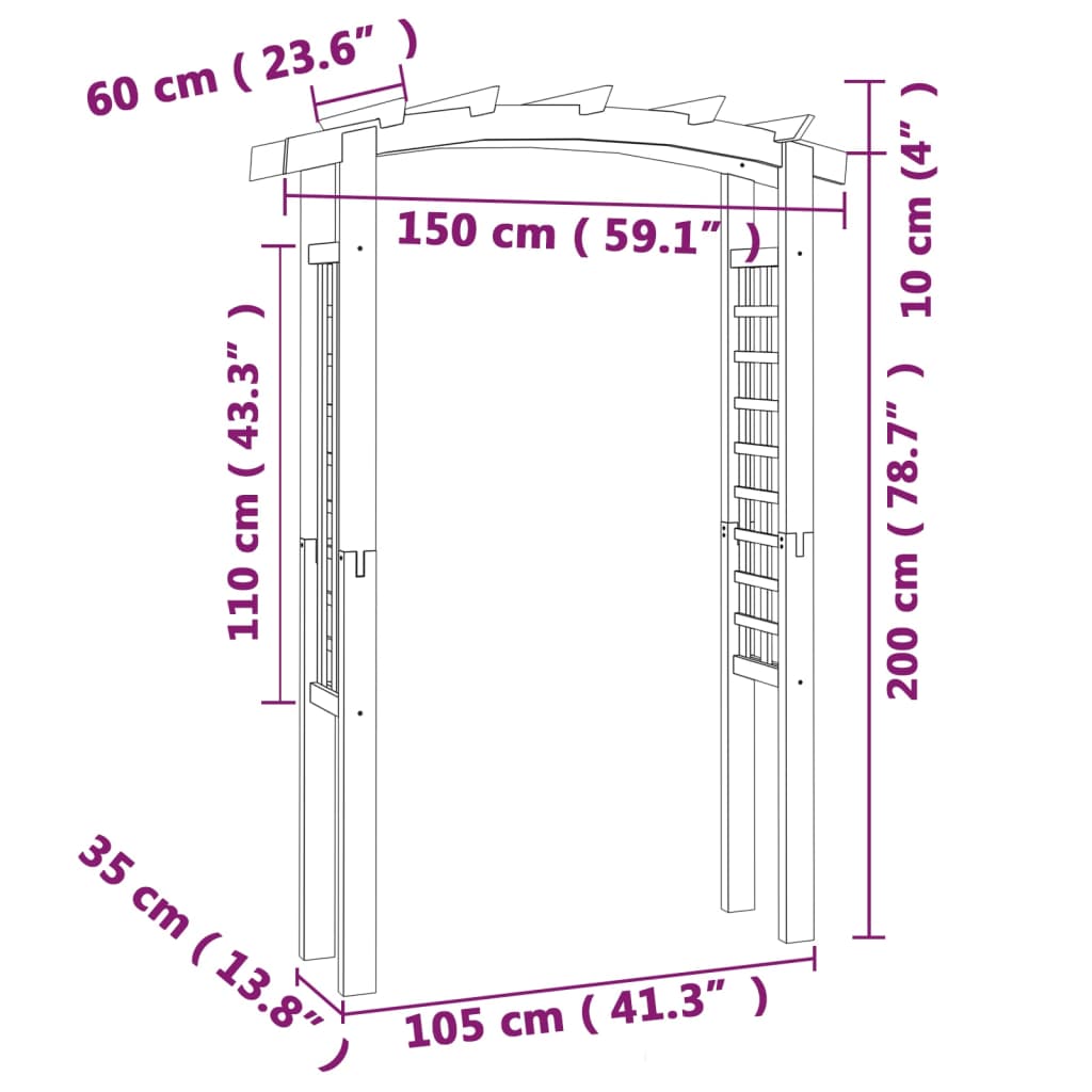 Gartenbogen 150x60x210 cm Holz