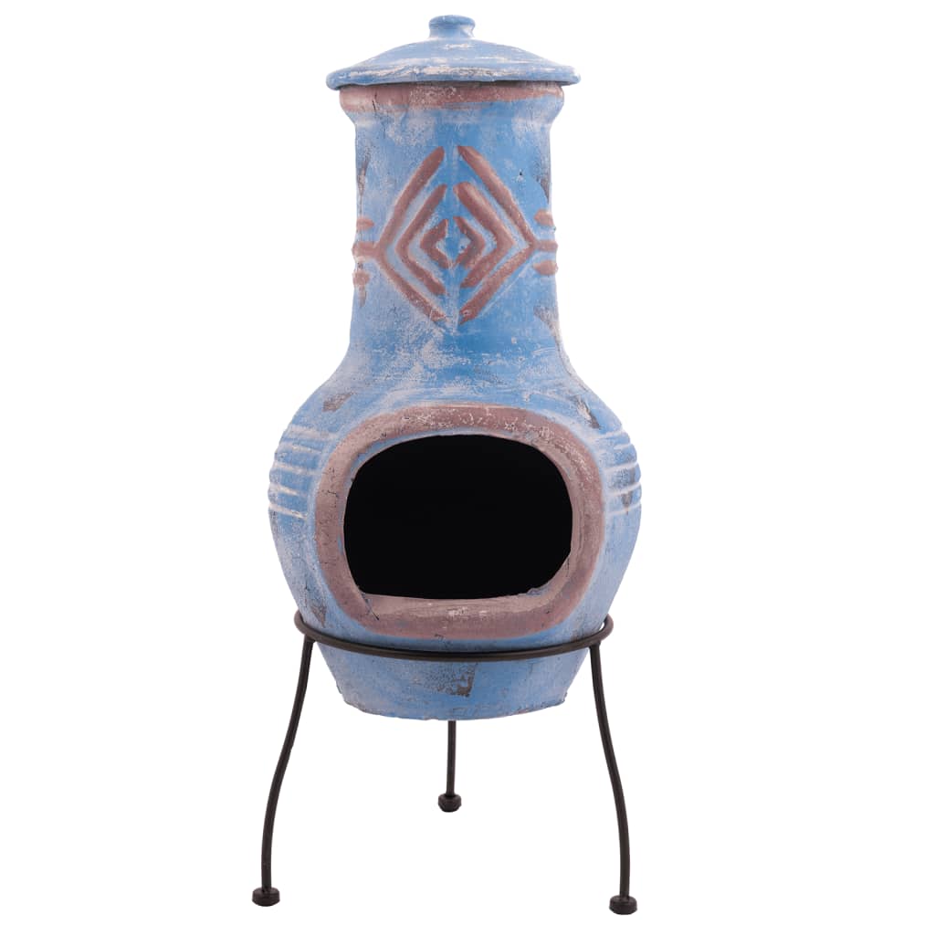 Gartenkamin Colima Ton Blau/Rot 86031