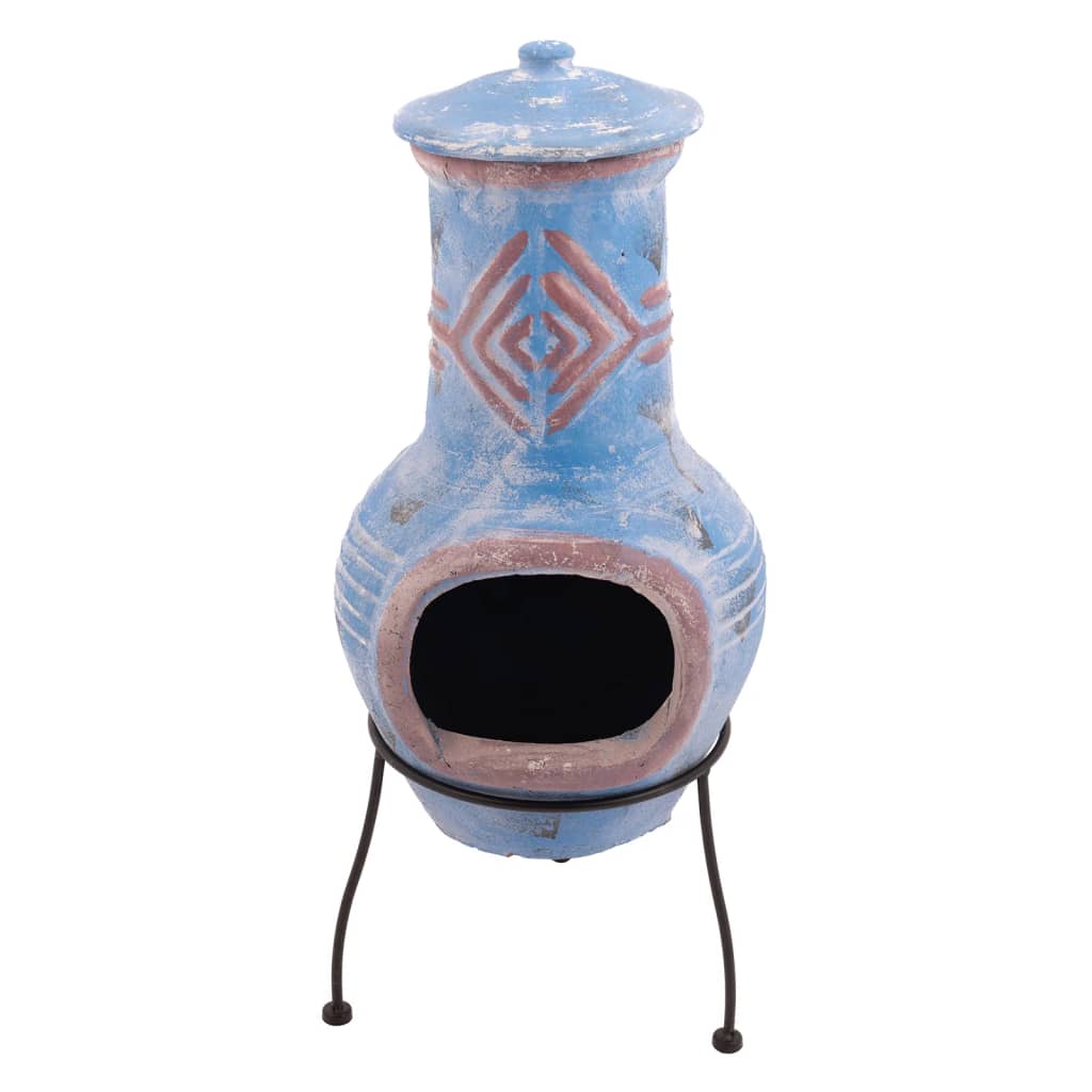 Gartenkamin Colima Ton Blau/Rot 86031