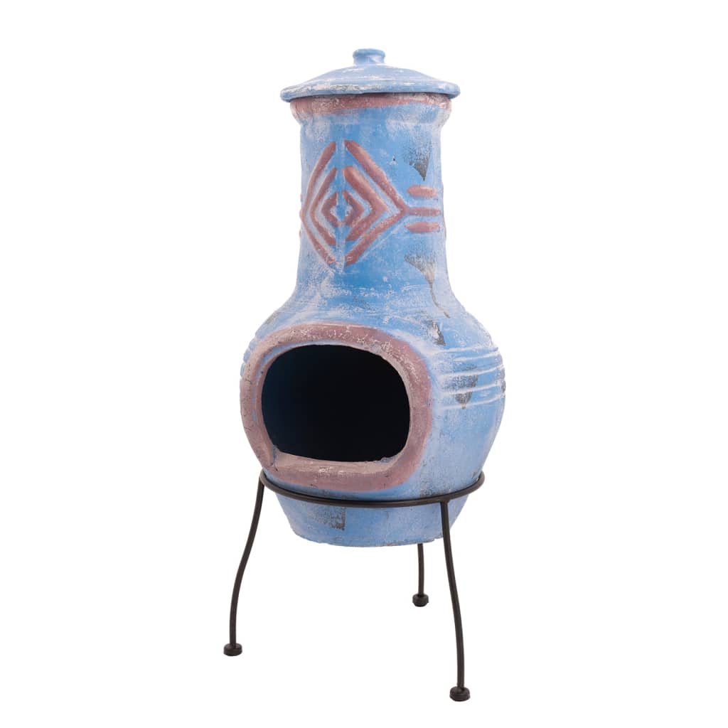 Gartenkamin Colima Ton Blau/Rot 86031
