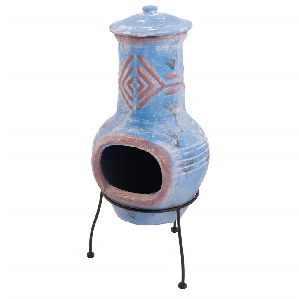Gartenkamin Colima Ton Blau/Rot 86031