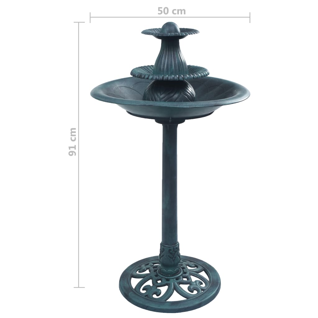 Vogelbad mit Springbrunnen Grün 50×91 cm Kunststoff