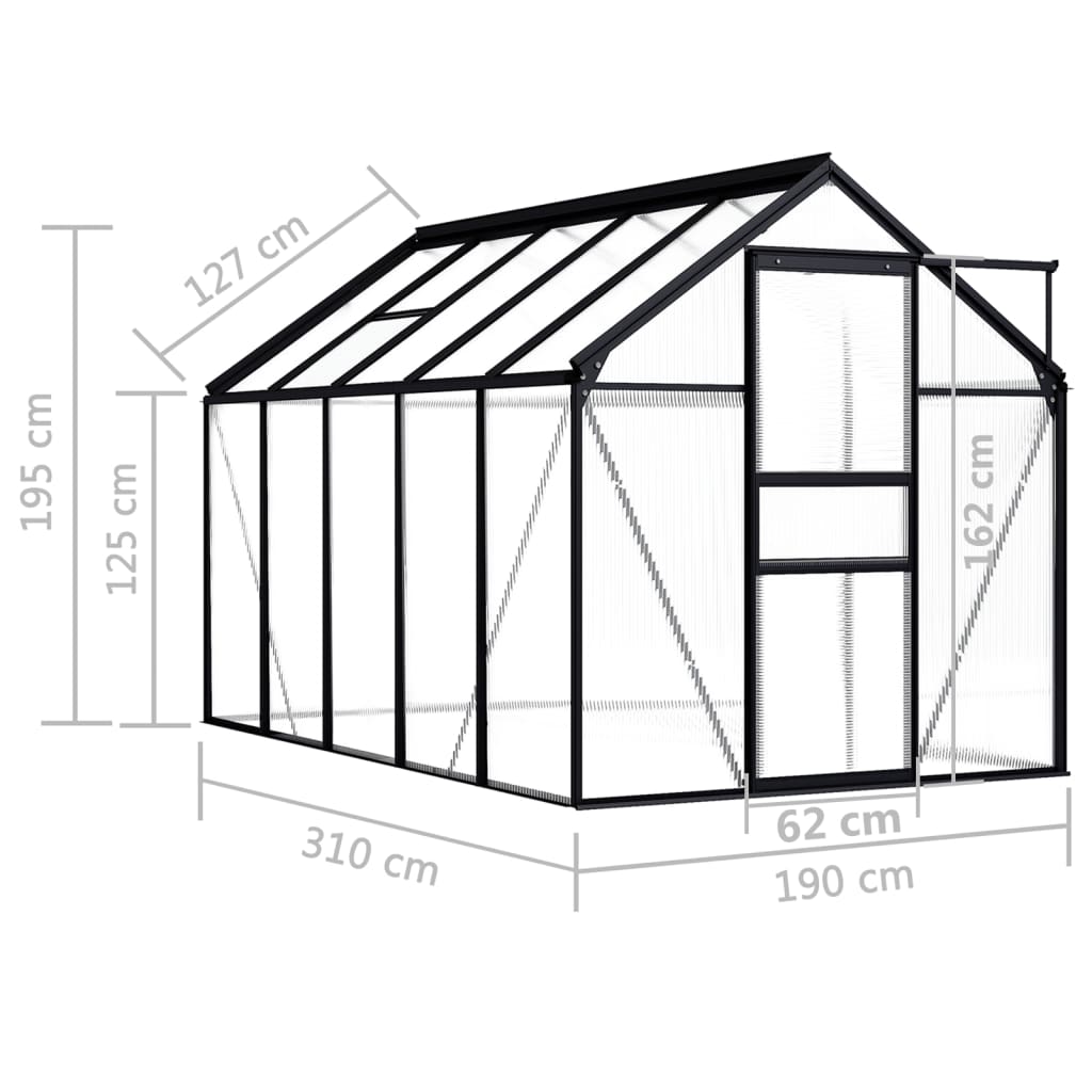 Gewächshaus Anthrazit Aluminium 5,89 m²