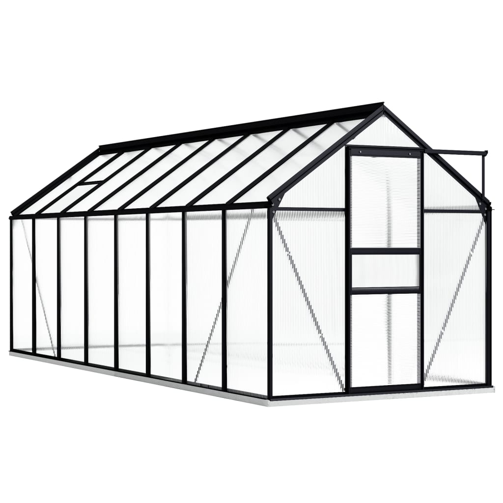 Gewächshaus mit Fundament Anthrazit Aluminium 9,31 m²