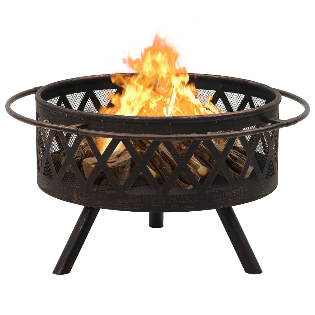 Rustikale Feuerstelle mit Schürhaken 76 cm XXL Stahl