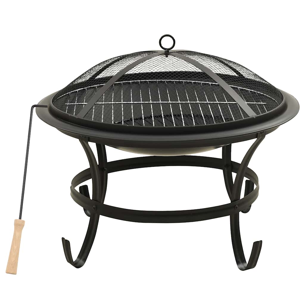 2-in-1 Feuerschale und Grill mit Schürhaken 56x56x49 cm Stahl