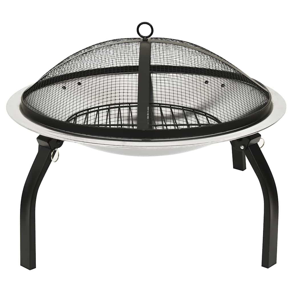 2in1 Feuerschale und Grill mit Schürhaken 56x56x49 cm Edelstahl