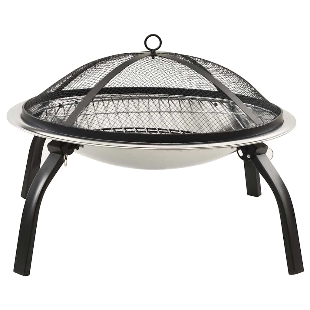 2in1 Feuerschale und Grill mit Schürhaken 56x56x49 cm Edelstahl