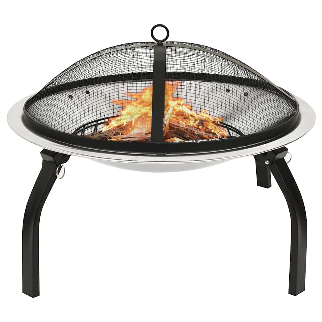 2in1 Feuerschale und Grill mit Schürhaken 56x56x49 cm Edelstahl