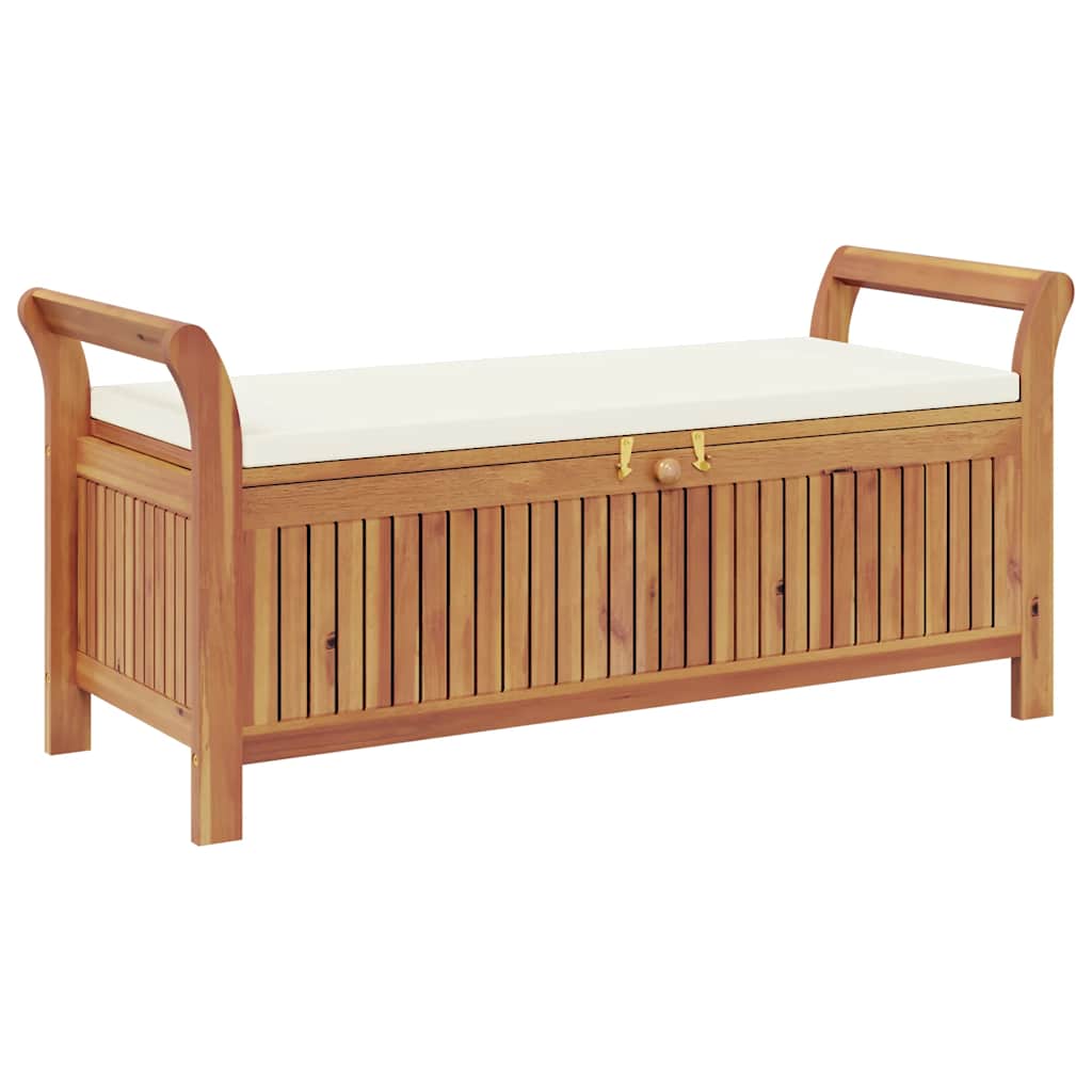 Garten-Truhenbank mit Kissen 126 cm Massivholz Akazie