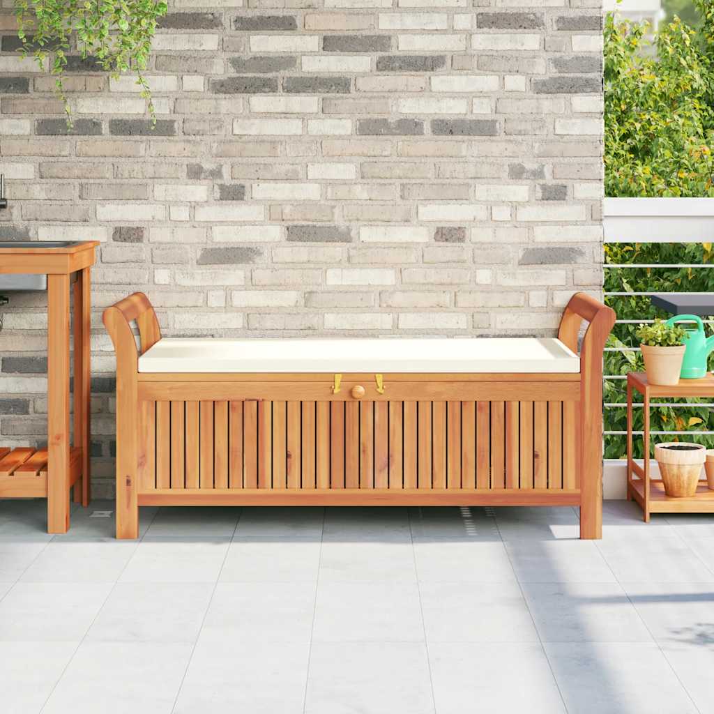 Garten-Truhenbank mit Kissen 126 cm Massivholz Akazie