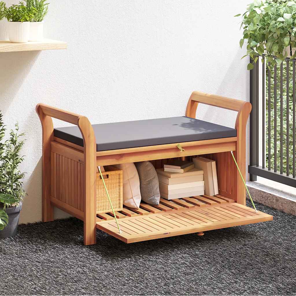 Garten-Truhenbank mit Kissen 91 cm Massivholz Akazie