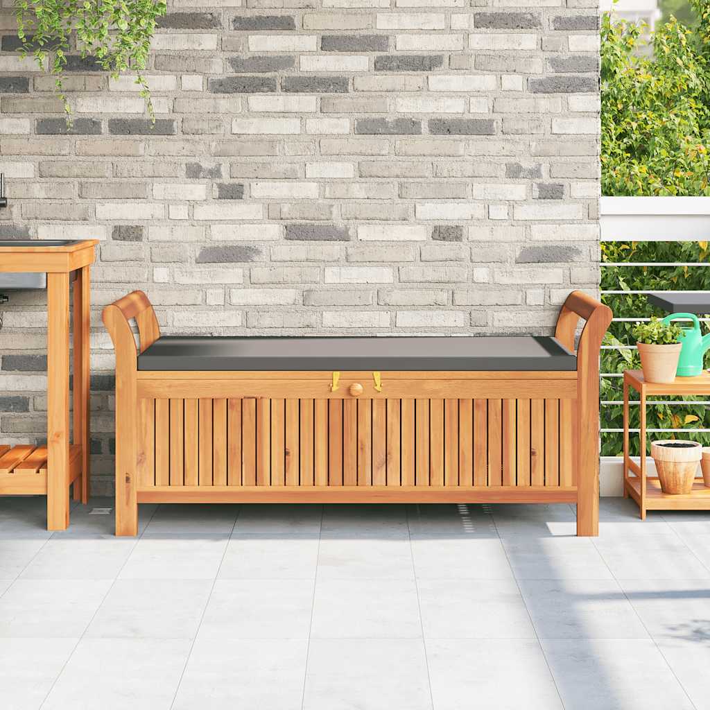 Garten-Truhenbank mit Kissen 126 cm Massivholz Akazie