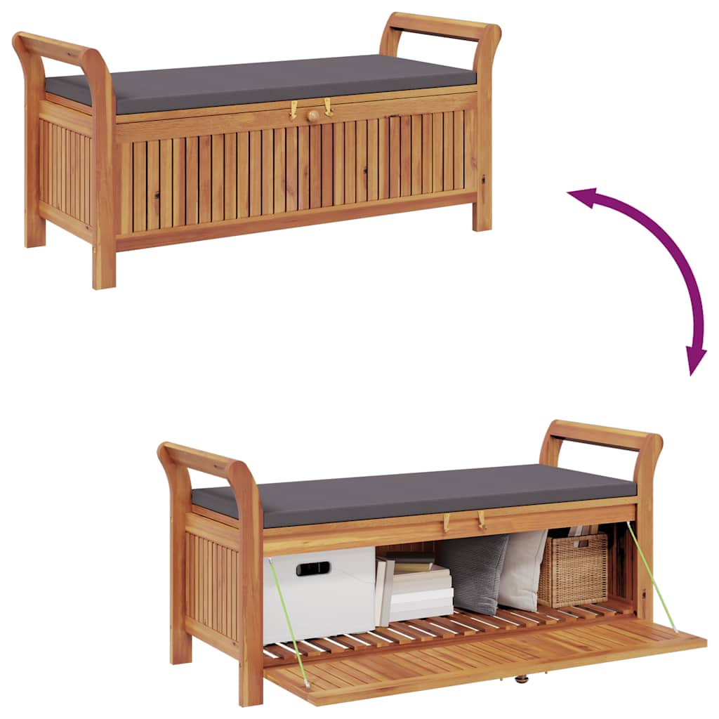Garten-Truhenbank mit Kissen 126 cm Massivholz Akazie
