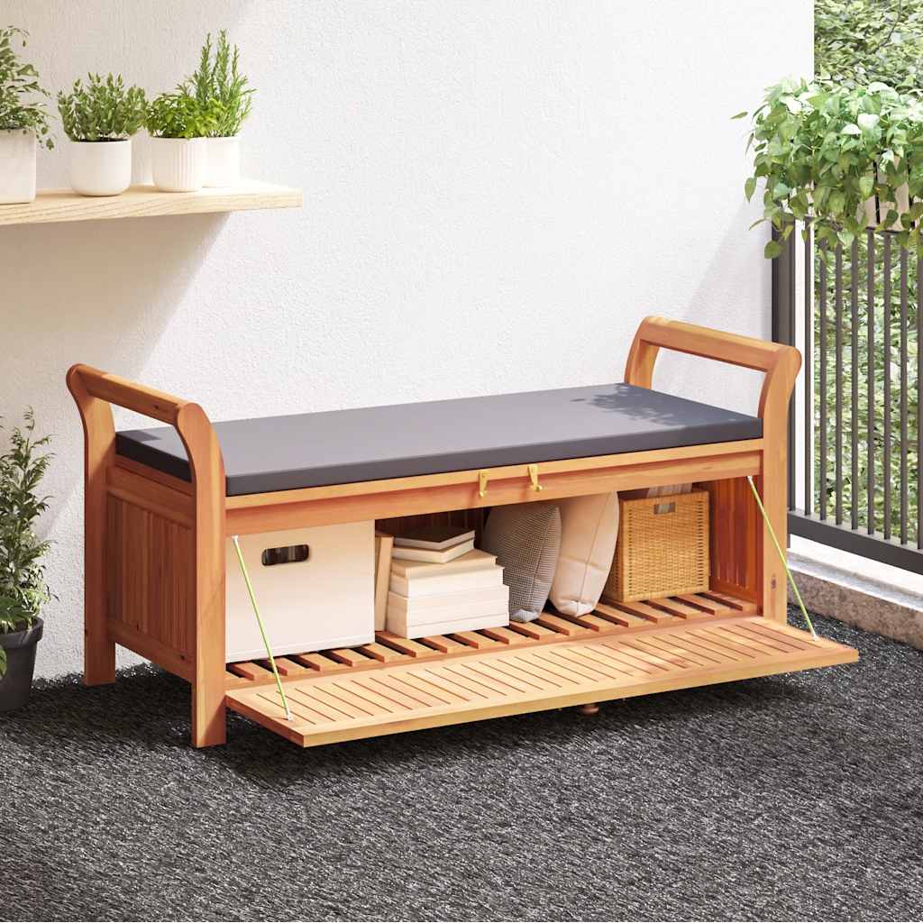 Garten-Truhenbank mit Kissen 126 cm Massivholz Akazie