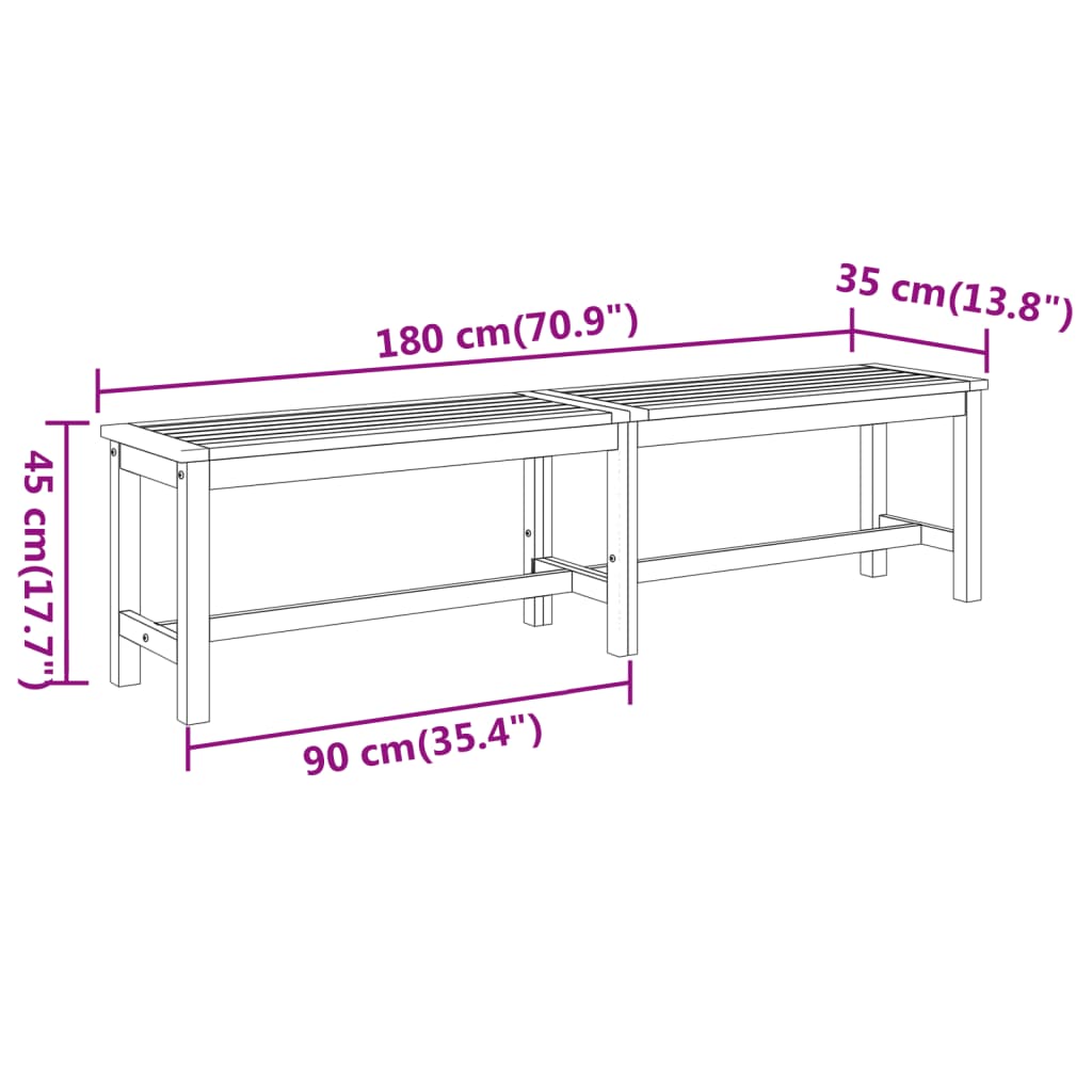 Gartenbank 180x35x45 cm Massivholz Akazie