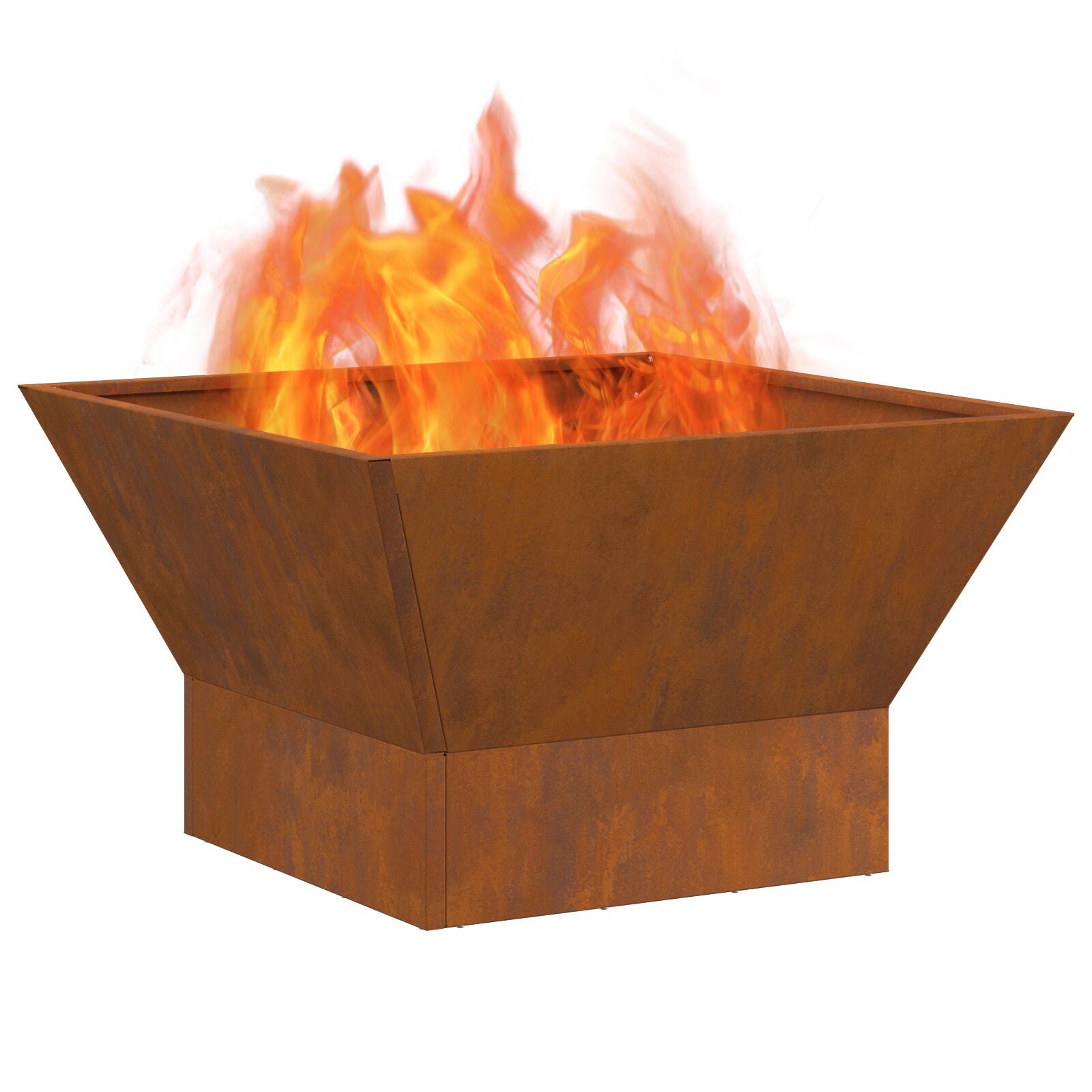 Feuerstelle Quadrat Schwarz 60x60x35 cm Wetterstahl