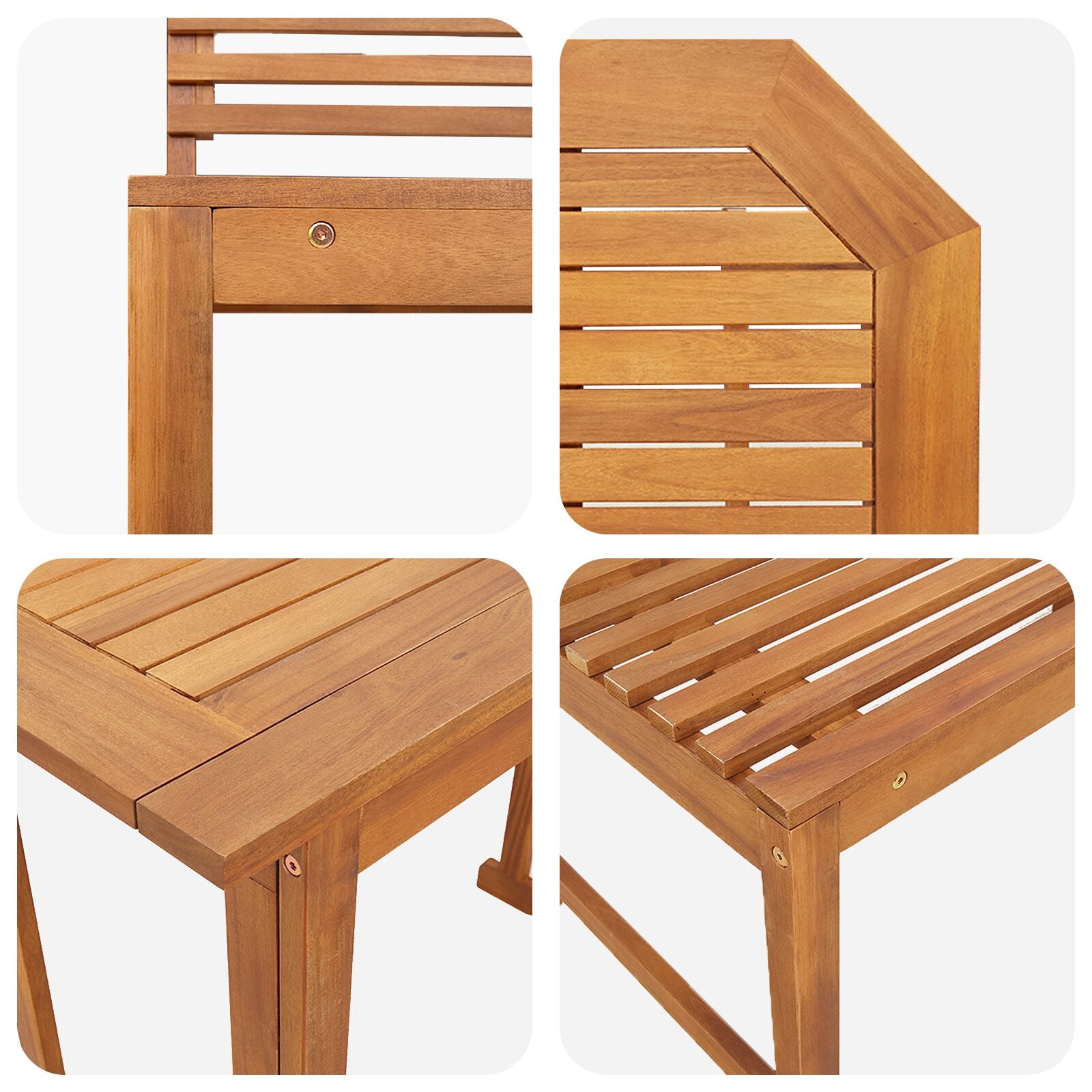 3-teiliges Garten Bistro Set aus massivem Akazienholz