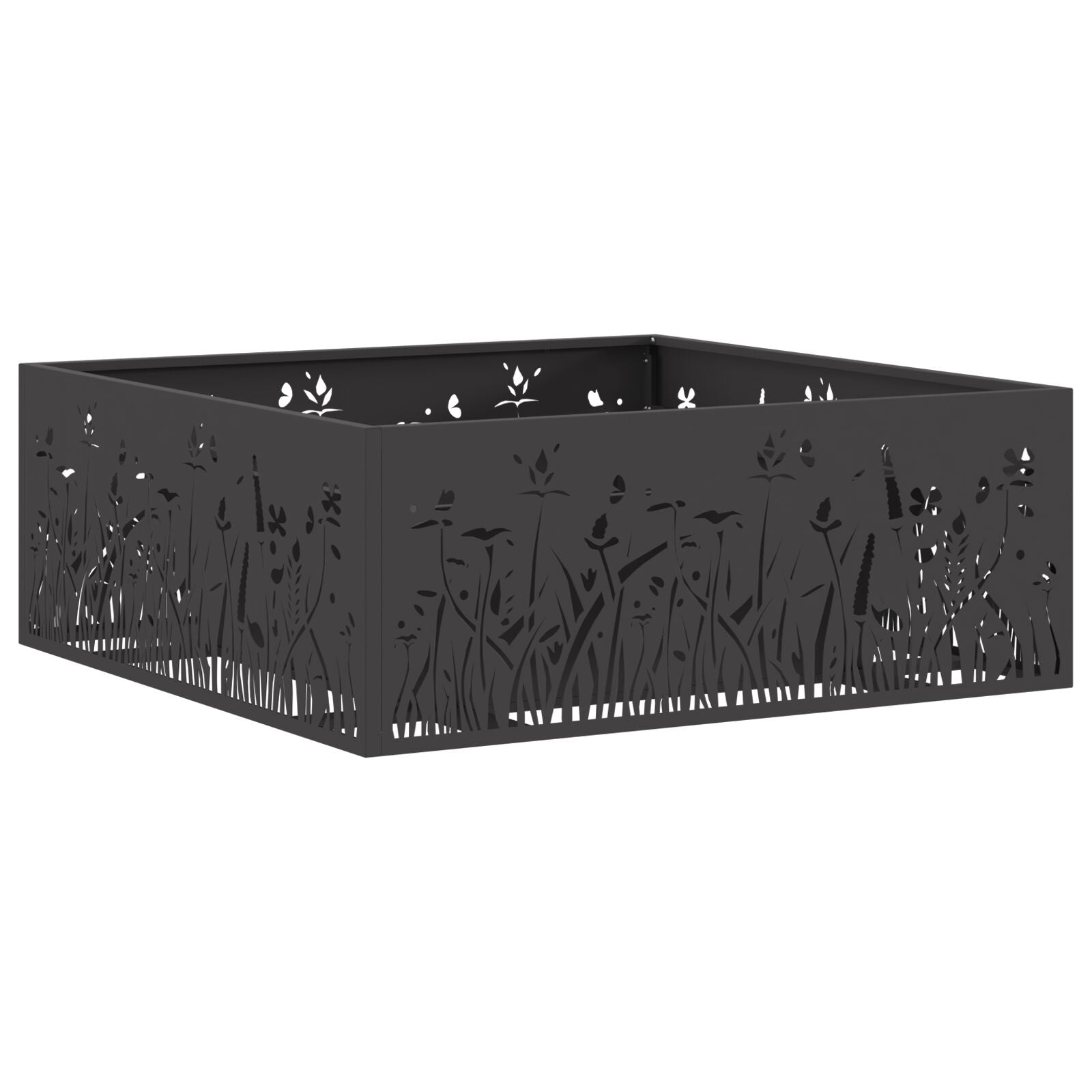 Feuerstelle Quadrat Schwarz 80x80x30 cm Stahl