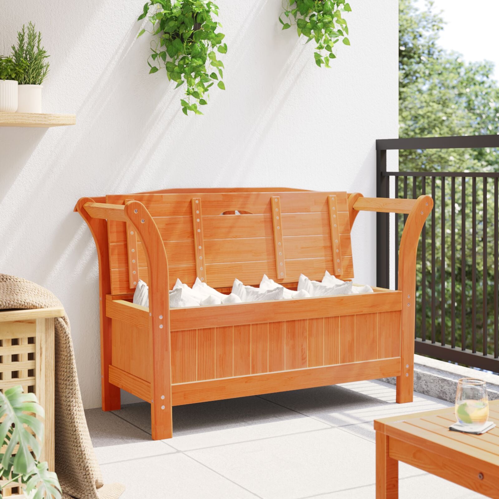 Gartenstauraum Bank Akazie 119x76x44 cm Massivholz