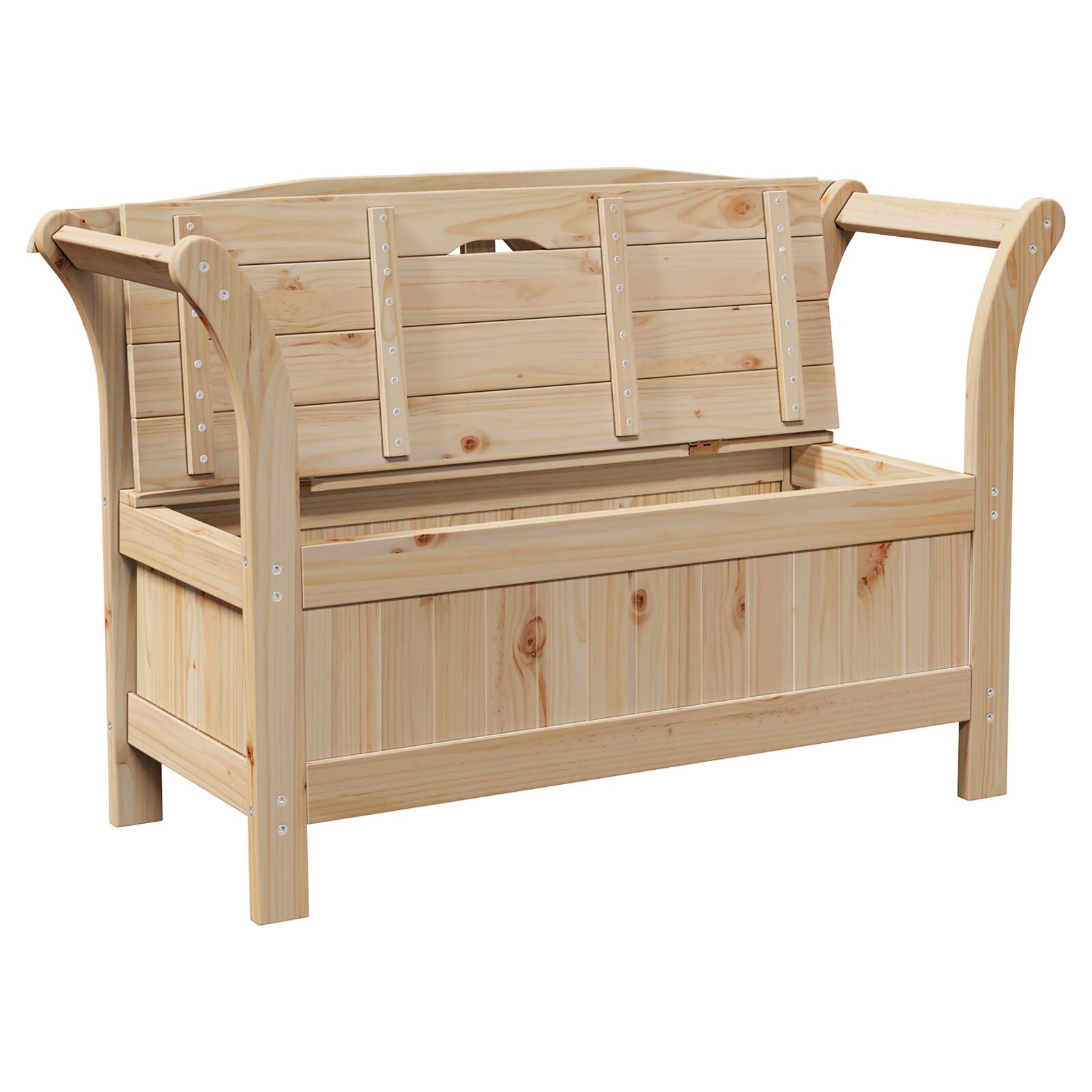 Gartenlagerbank 119x76x44 cm Massivholz Kiefer