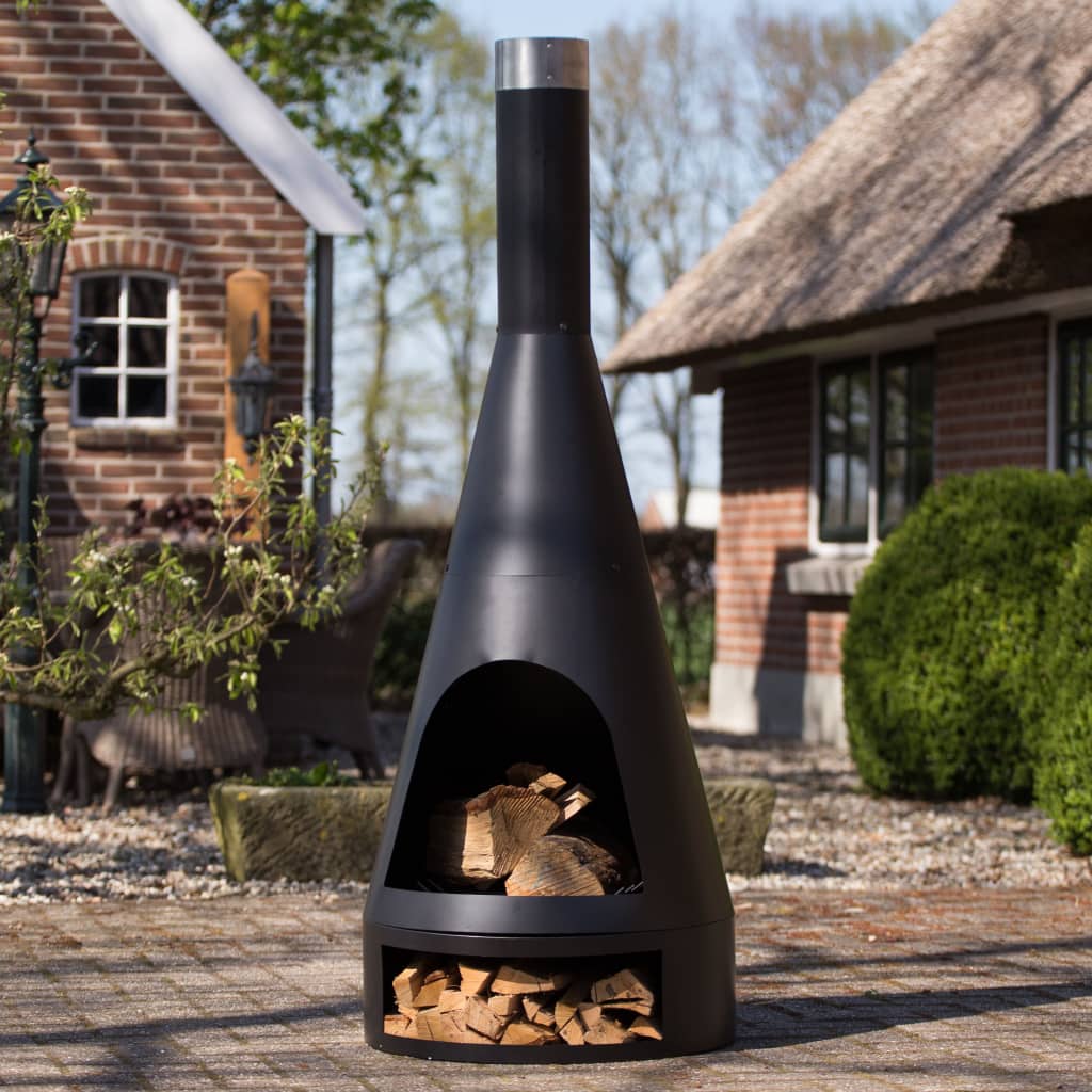 Gartenkamin Kingston 160x60 cm Stahl Matt-Schwarz