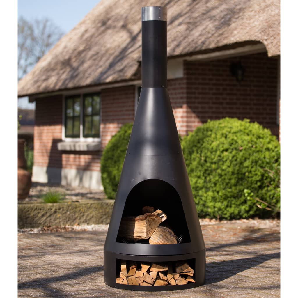 Gartenkamin Kingston 160x60 cm Stahl Matt-Schwarz