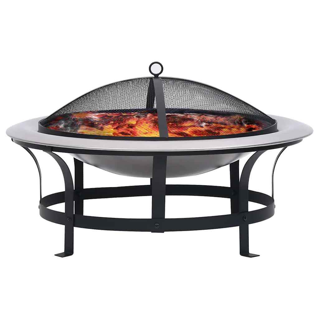 Garten-Feuerschale mit Grill Edelstahl 76 cm