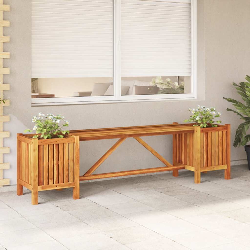 Gartenbank mit 2 Pflanzkübeln 150x30x40 cm Massivholz Akazie