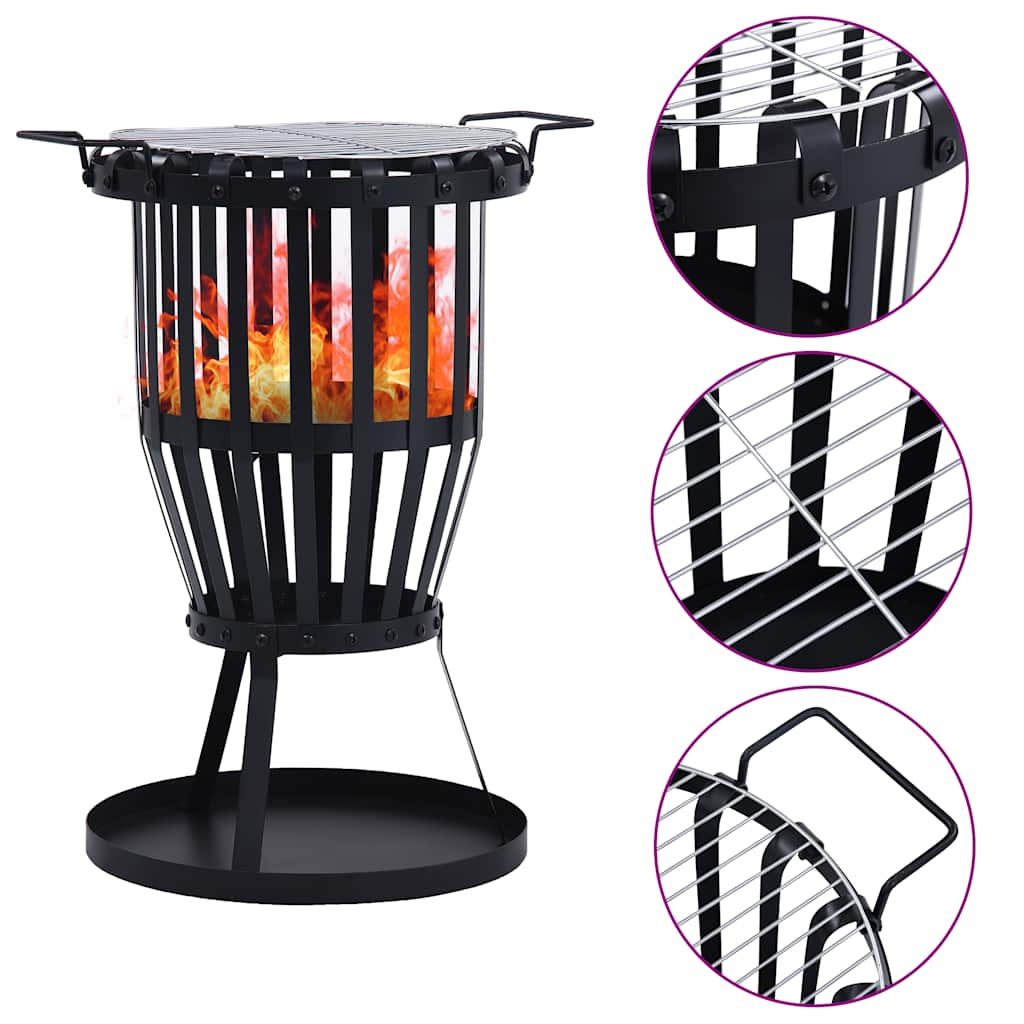 Garten-Feuerkorb mit Grillrost Stahl 47,5 cm