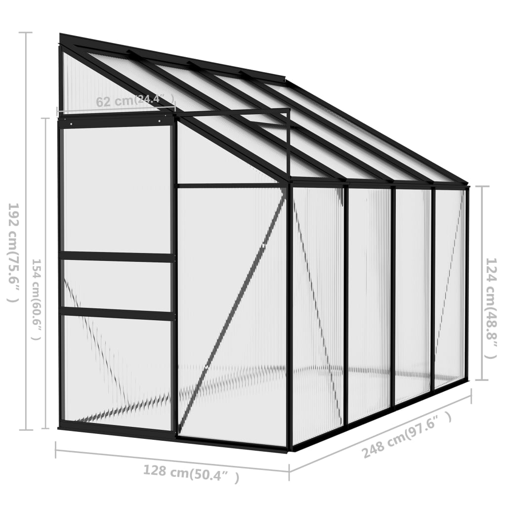 Gewächshaus Anthrazit Aluminium 5,02 m³