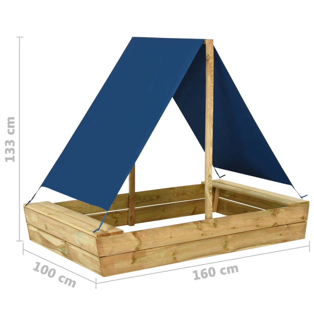 Sandkasten mit Dach 160x100x133 cm Imprägniertes Kiefernholz