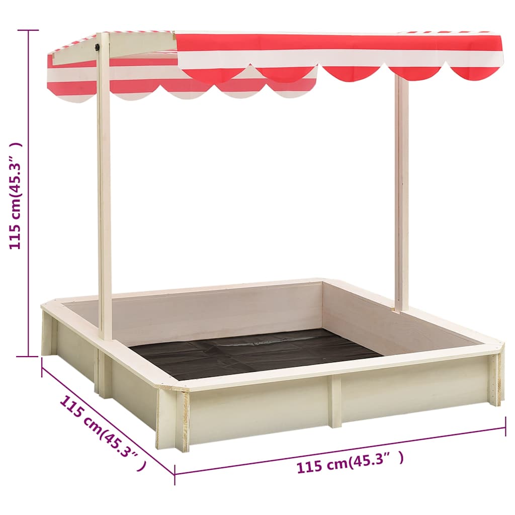 Sandkasten mit Verstellbarem Dach Tannenholz Weiß und Rot UV50