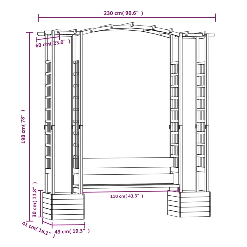 Garten-Pergola mit Bank Pflanzkübeln Kiefernholz Imprägniert