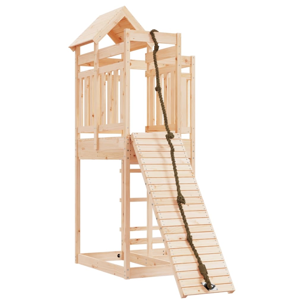 Spielturm mit Kletterwand Massivholz Kiefer