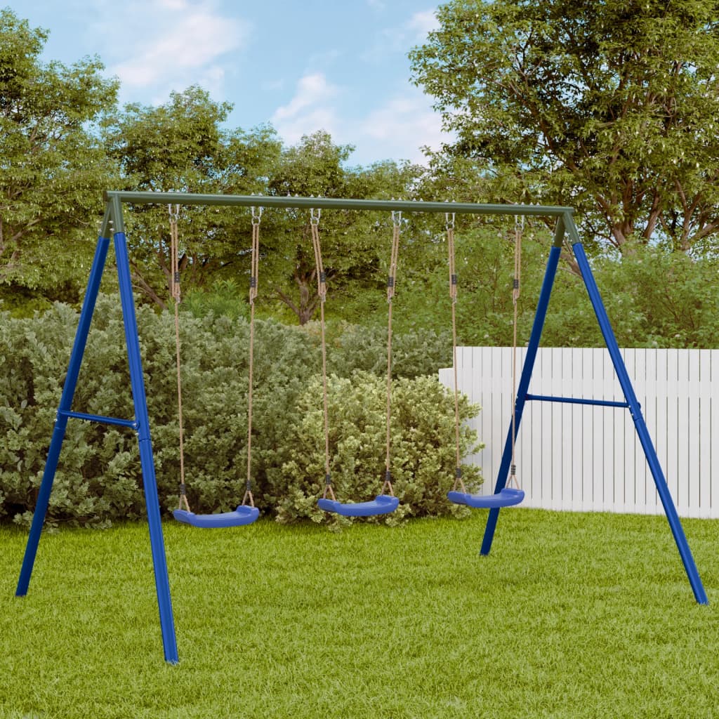 Schaukelgestell mit 6 Haken Blau Stahl