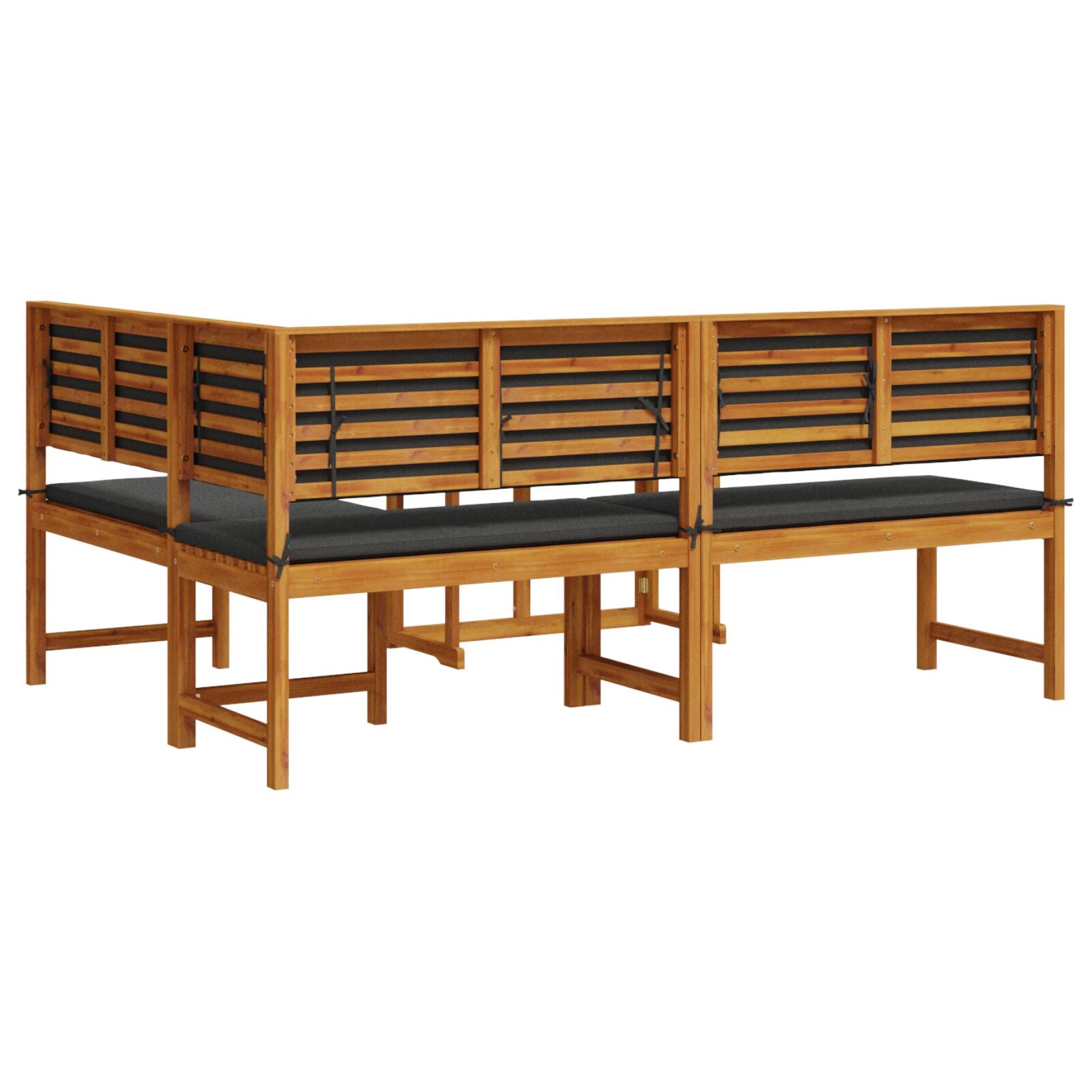 3-teiliges Garten Bistro Set mit Kissen aus massivem Akazienholz