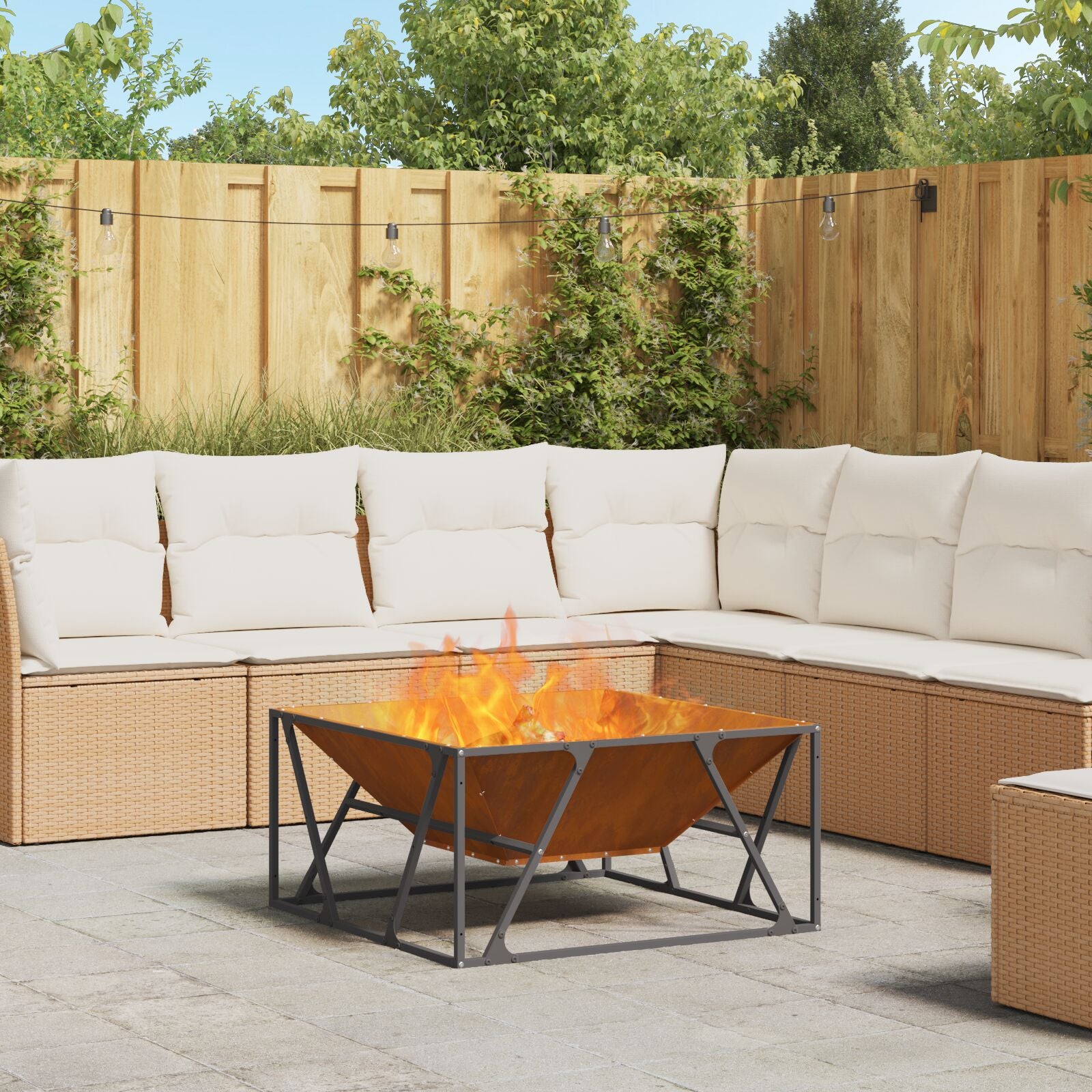 Feuerstelle Quadrat 80x80x40 cm Wetterstahl