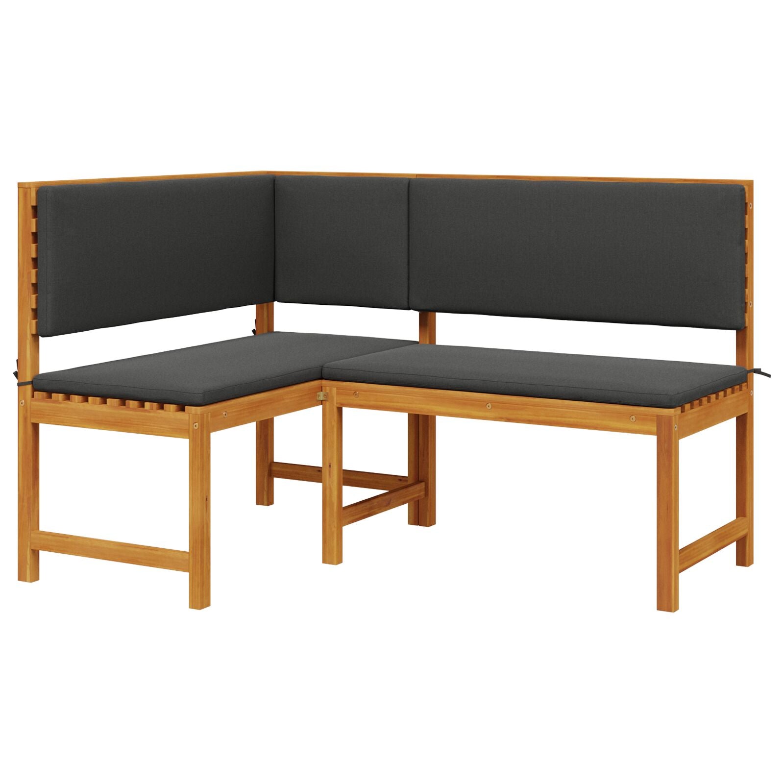 3-teiliges Garten Bistro Set mit Kissen aus massivem Akazienholz