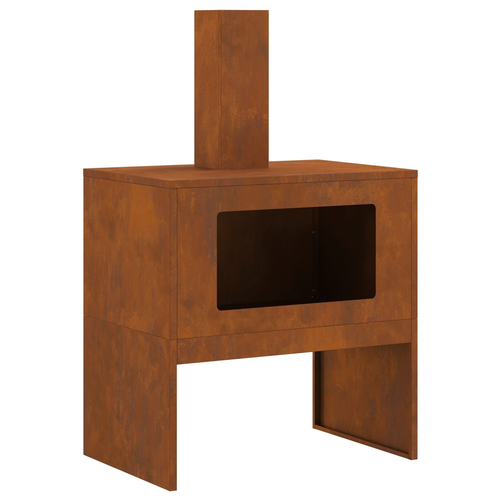 Feuerstelle mit Schornstein 60x40x96 cm Wetterstahl