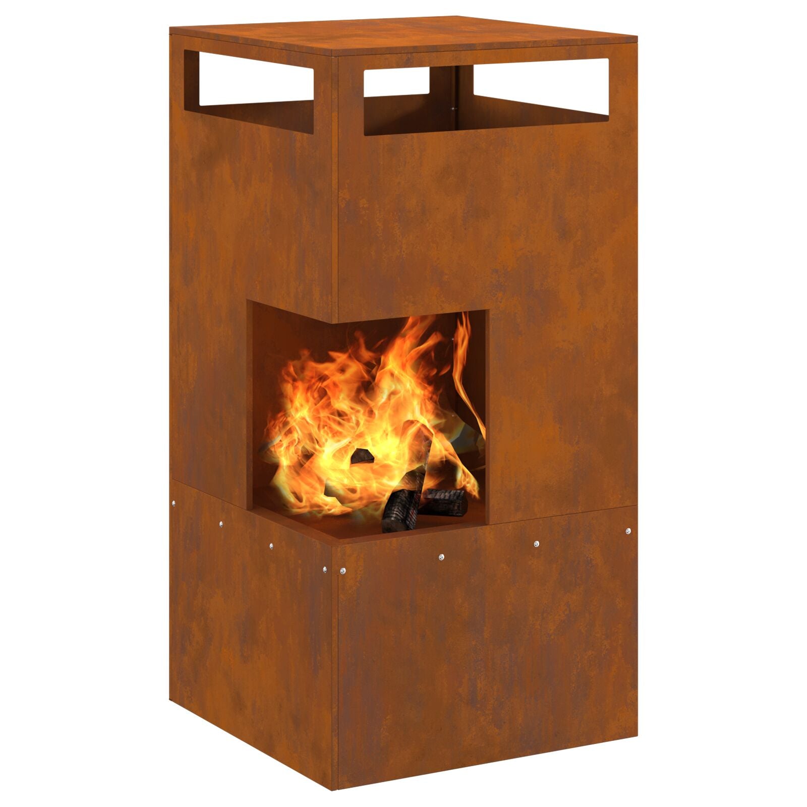 Feuerstelle 50x50x100 cm Wetterfestes Stahl
