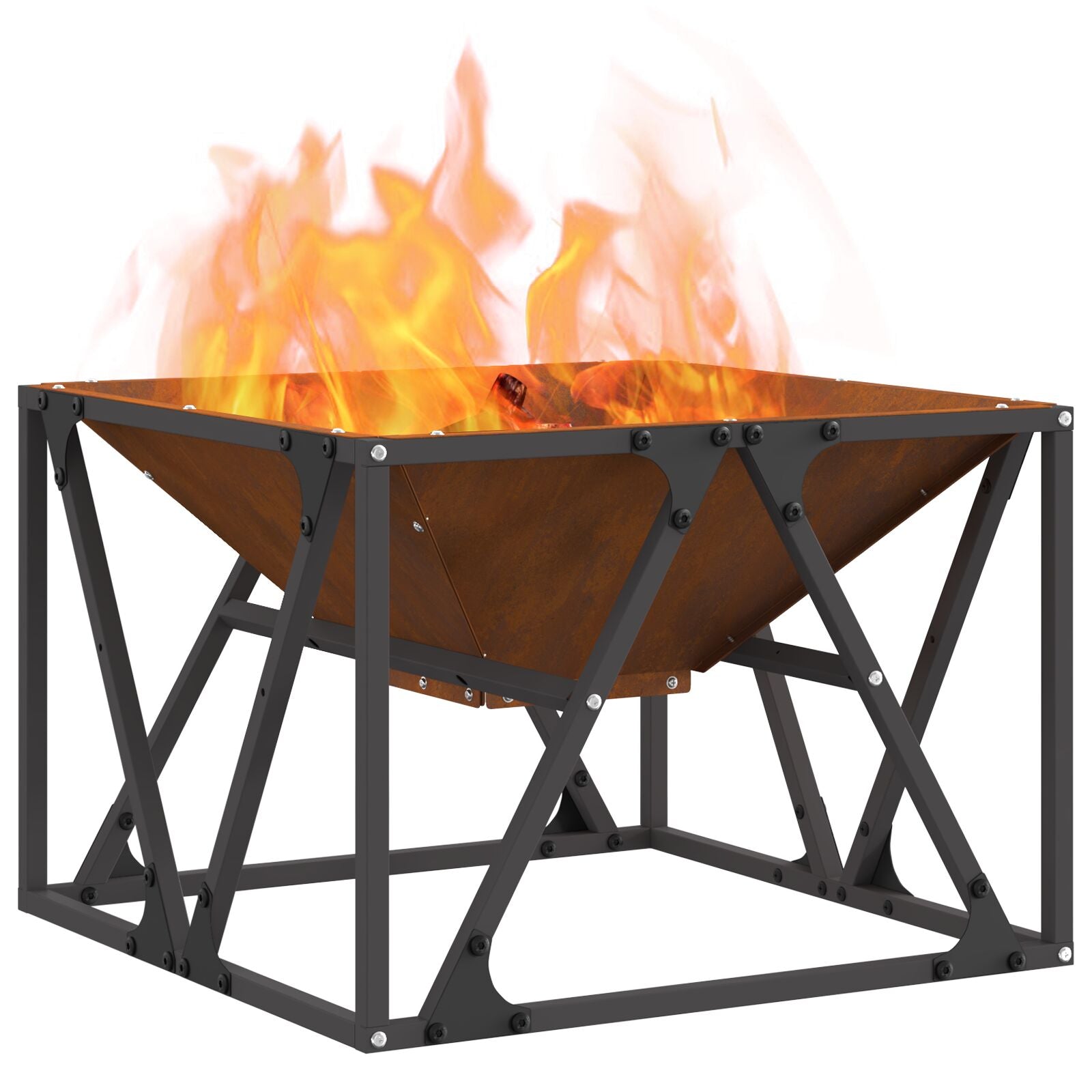 Feuerschale Quadrat 50x50x35 cm Wetterstahl