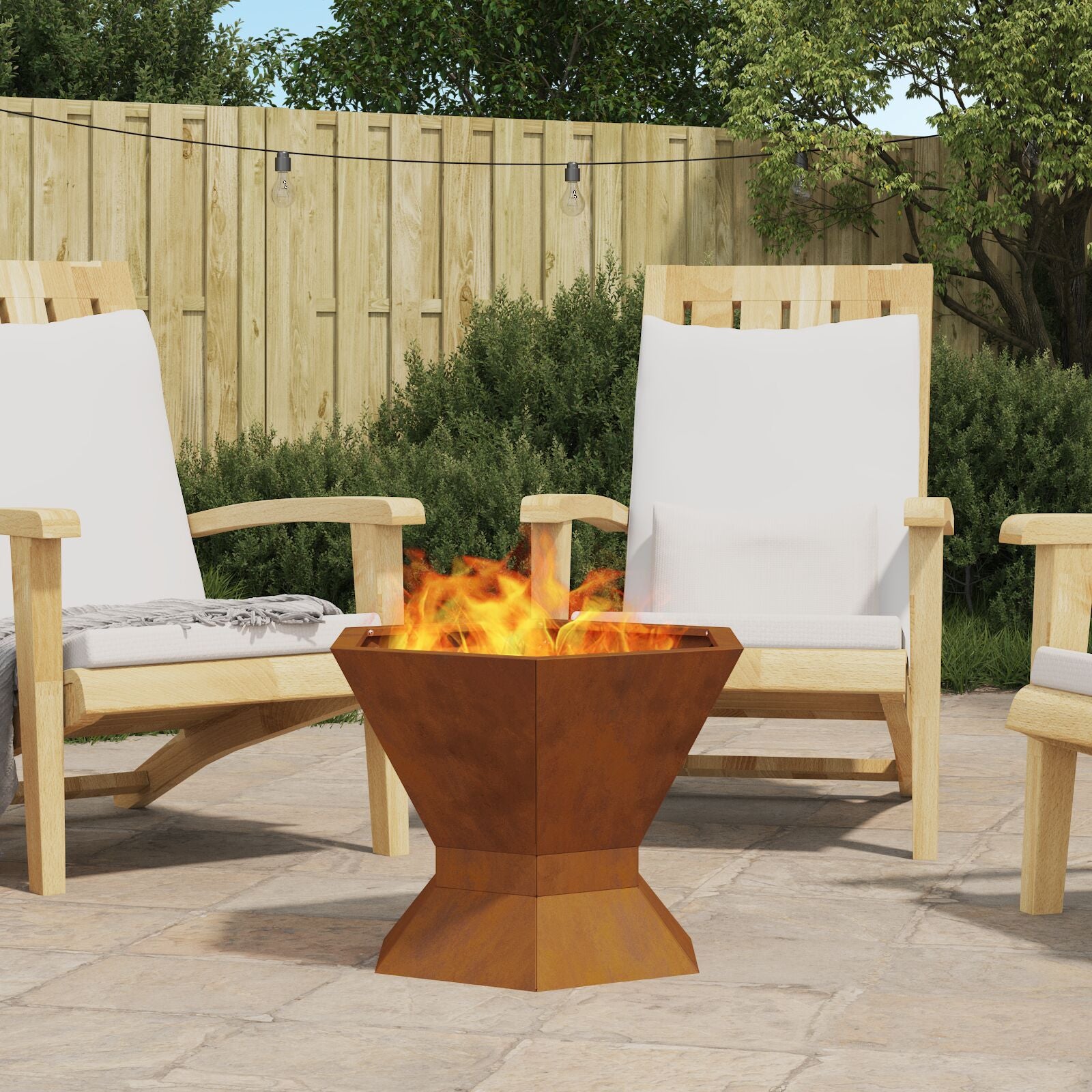 Feuerstelle Sechseckig 50x50x40 cm Wetterfester Stahl