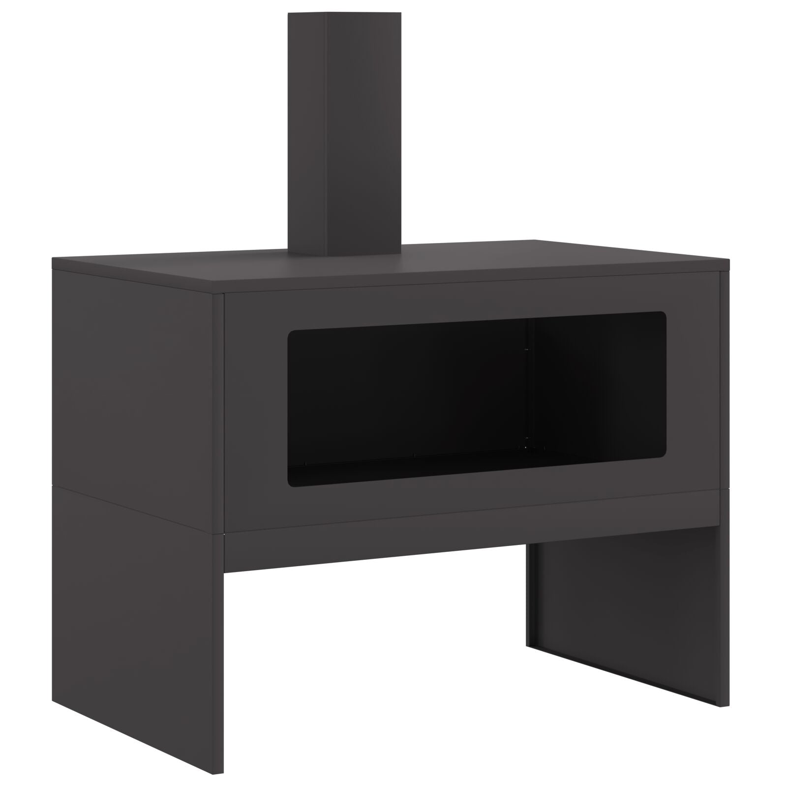 Feuerschale mit Schornstein Schwarz 80x50x96 cm Stahl