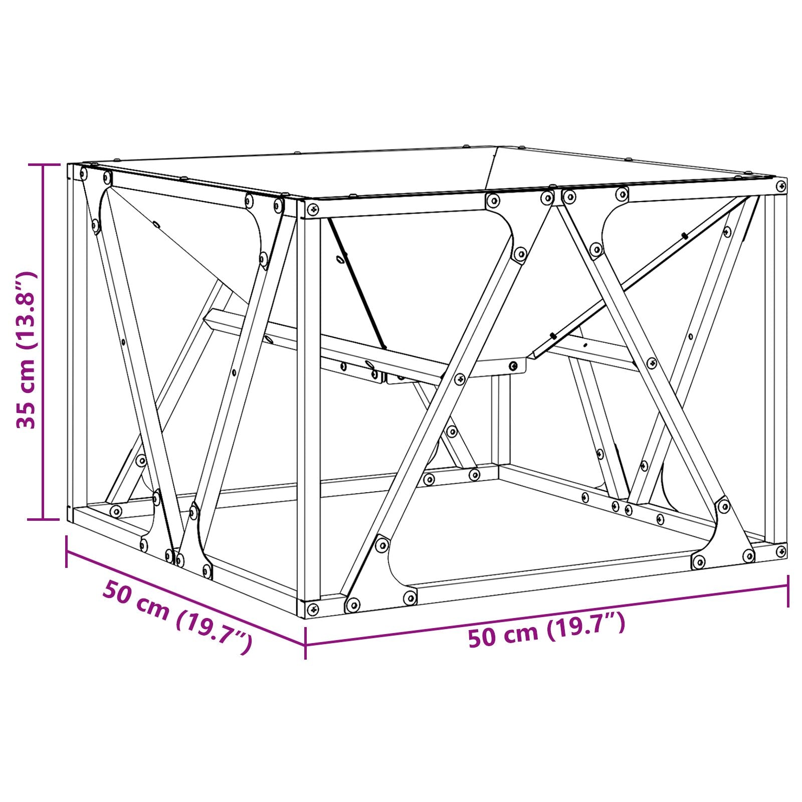 Feuerstelle Quadrat Schwarz 50x50x35 cm Stahl